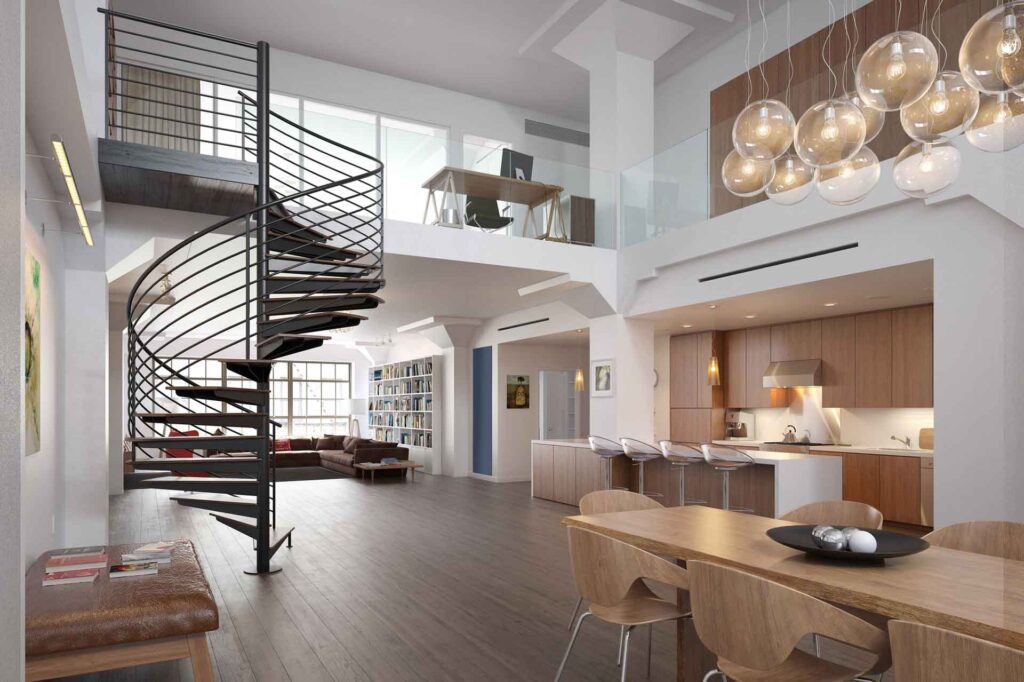 Modern-loft-and-kitchen